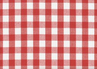 Chequered red cotton fabric texture