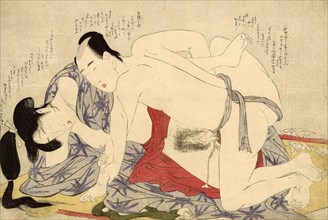 Young couple making love on a summer sleeping mat