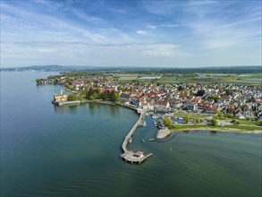 Aerial view of Langenargen with Montfort Castle and the harbour
