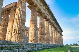 The ancient Doric Greek Temple of Hera of Paestum built in about 460-450 BC. Paestum archaeological site
