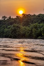 Sidearm of the Congo river at sunset