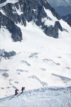 Group of climbers on the slopes Mont Blanc