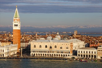 Piazza San Marco with Doge's Palace and Campanile with snow-capped Alps