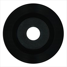 Black vinyl record with blank label isolated over white