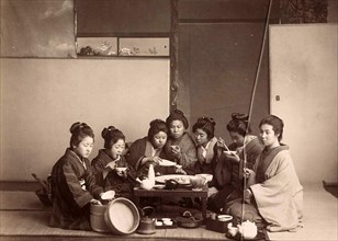 Japanese woman sharing a meal