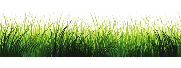 Seamless tileable row of fresh grass on a white background