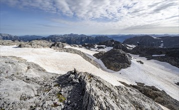View of rocky plateau with remnants of snow