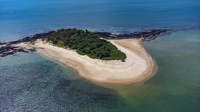 Aerial of a little islet in the Marinho Joao Vieira e Poilao National Park