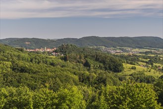View of the Odenwald and the village of Lindenfels