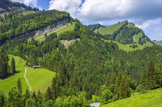 Mountain landscape in the Swiss Alps near Urnaesch and Schwaegalp