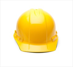 Yellow construction safety hard hat isolated on a white background