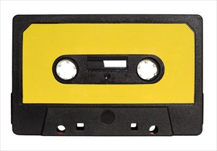 Magnetic tape cassette isolated over white