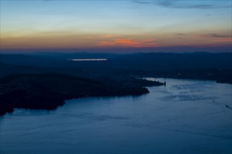 Aerial View over Lake Lucerne and Mountain in Dusk in Lucerne