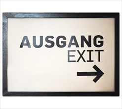 German sign isolated over white. Ausgang