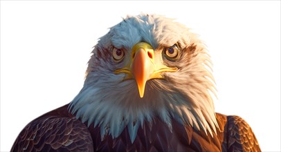 Close-up of an american bald eagle head isolated on a white background