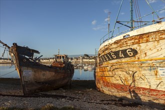 Shipwrecks in Camaret sur Mer harbour in Crozon peninsula