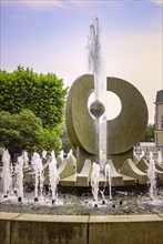 Fountain in the style of Socialist Realism by Friedrich Kracht on the western Neustaedter Markt in Dresden
