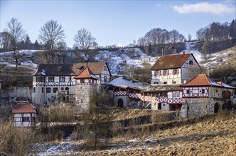 Village of Gundelfingen in the valley of the Great Lauter near Muensingen