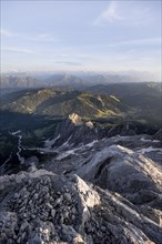 Rocky mountain peaks of the Koenigsjodler via ferrata