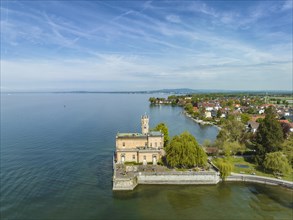 Aerial view of Montfort Castle on the shore of Lake Constance