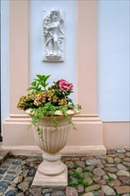 Flower decoration in front of a noble architecture in the villa district of Sassnitz