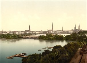The Lombardsbruecke over the Alster in Hamburg