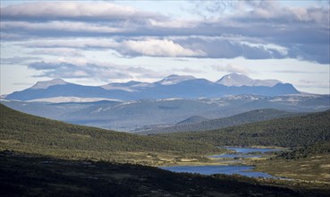 View of tundra and lakes