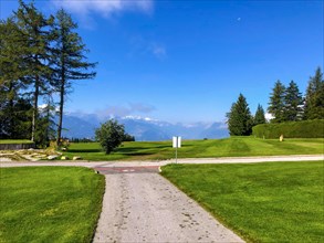 Crans Sur Sierre Golf Course with Mountain View in Crans Montana in Valais