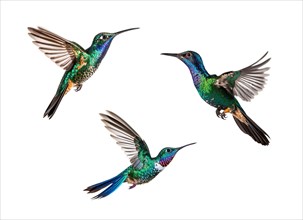 Three broad billed hummingbird