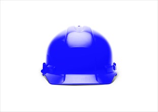Blue construction safety hard hat facing forward isolated on white ready for your logo