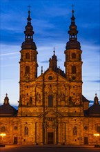The landmark of the city of Fulda at sunset