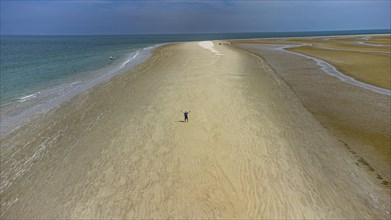 Aerial of a long sand strip