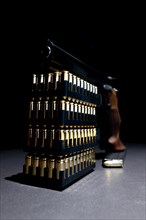 Elegant Semiautomatic 9mm Handgun Leaning on Bullet Ammunition in Switzerland