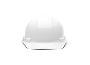 White construction safety hard hat facing forward isolated on white ready for your logo