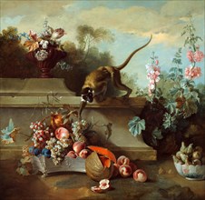 Still Life with a Monkey Taking Fruit from a Fruit Basket