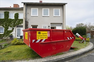Container in front of a residential building