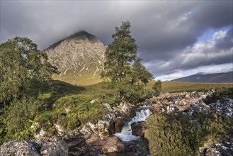 The Scottish mountain Buachaille Etive Mor in Glen Etive in the Highlands of Scotland