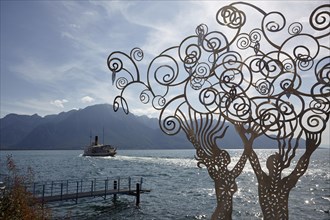 Metal sculpture at a pier in Montreux