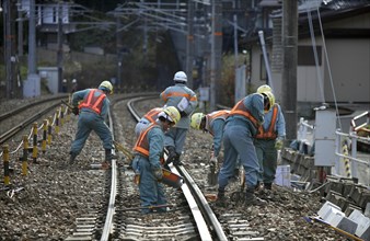 Railway maintenance on Chuo-Honsen near Narai station in Nagano Japan