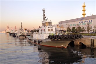 Tugboats at Japan Coast Guard Station in Yokohama port Kanagawa Japan Asia