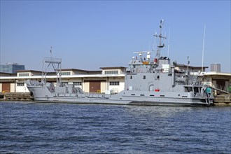 US Army LCU Runnymede class large landing craft at Yokohama port Kanagawa Japan Asia