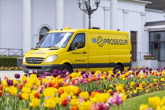 Money transporter of the security company Prosegur in front of the spa hotel in Baden-Baden