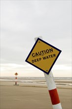 Caution deep water sign in Blackpool UK