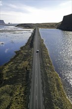 Road to the small peninsula of Dyrholaey on the south coast of Iceland