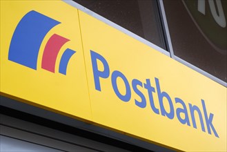 Sign with lettering and logo Postbank