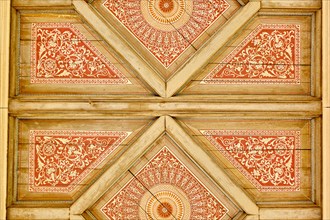 Detail of painted wooden ceiling