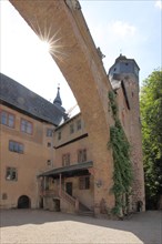Fuerstenau Castle built 14th century with archway in backlight