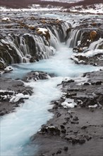 Bruarfoss waterfall in winter