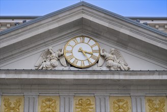 Clock above the portal of the Palazzo della Borsa Vecchia