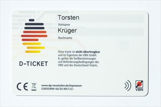 Deutschland-Ticket D-Ticket or 49 euro ticket for local transport on a chip card